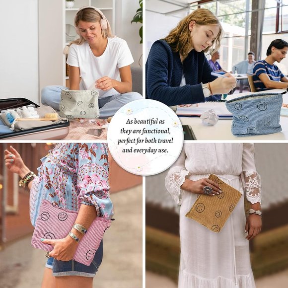 BEEKBING Smiley Face Corduroy Makeup Bag - Picture 6 of 6